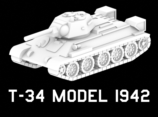 T-34 Model 1942 in White Natural Versatile Plastic: 1:220 - Z