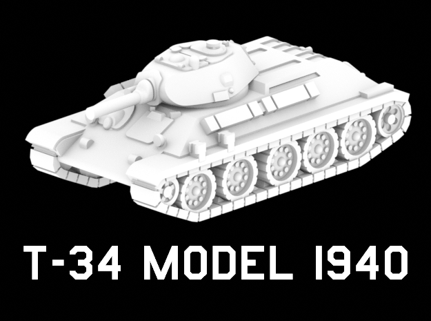T-34 Model 1940 in White Natural Versatile Plastic: 1:220 - Z