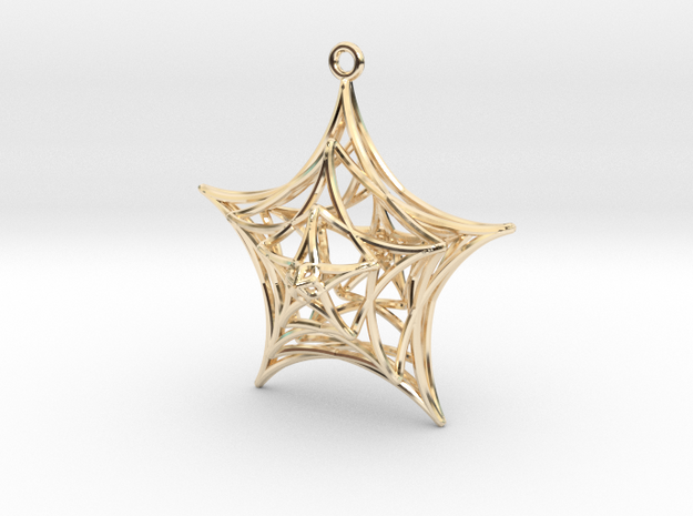 Spirograph Star, 40mm in 14k Gold Plated Brass