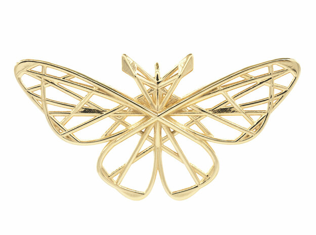 Geometric Butterfly Pendant in Polished Brass