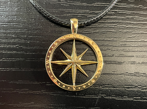 Compass Pendant in Polished Bronze