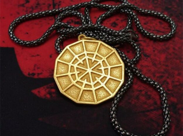 Resurrection Emblem 02 Medallion (Sacred Geometry) in Polished Gold Steel