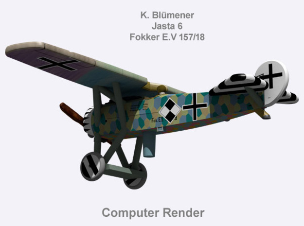 Kurt Blümener Fokker E.V (full color) in Natural Full Color Nylon 12 (MJF)