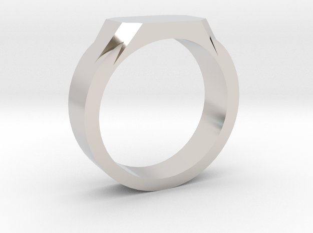 Rectangular signet band, all sizes multisize in Rhodium Plated Brass: 13 / 69