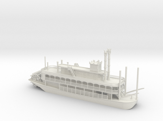 1/128 Scale Western River Boat in White Natural Versatile Plastic
