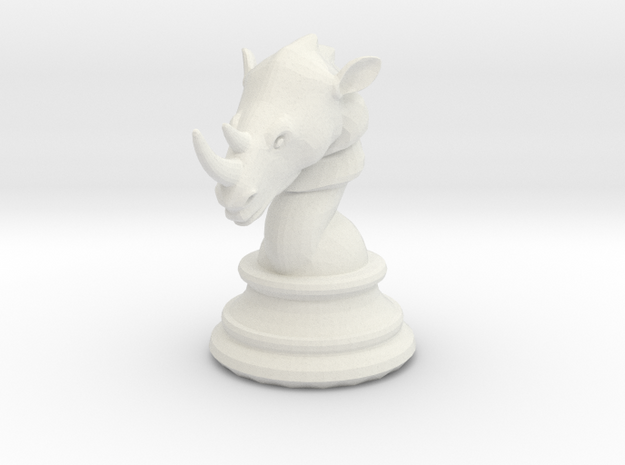 Chess piece – Rhino as Rook in White Natural Versatile Plastic