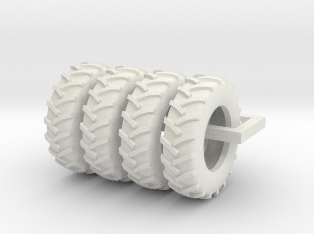 1/64 Scale 18.4R34 Tires, Set Of 4 in White Natural Versatile Plastic