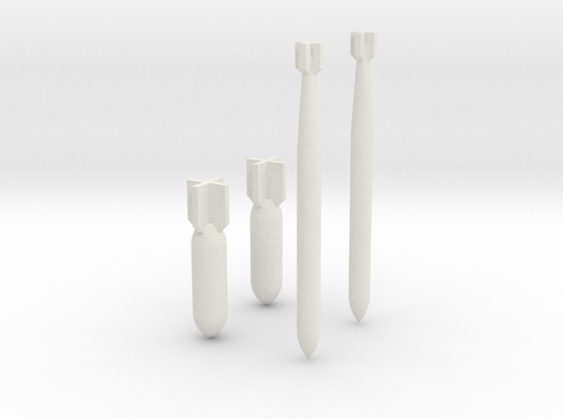 1/72 Scale 1650 lb Penetrator & M103 2000 lb SAP  in White Natural Versatile Plastic