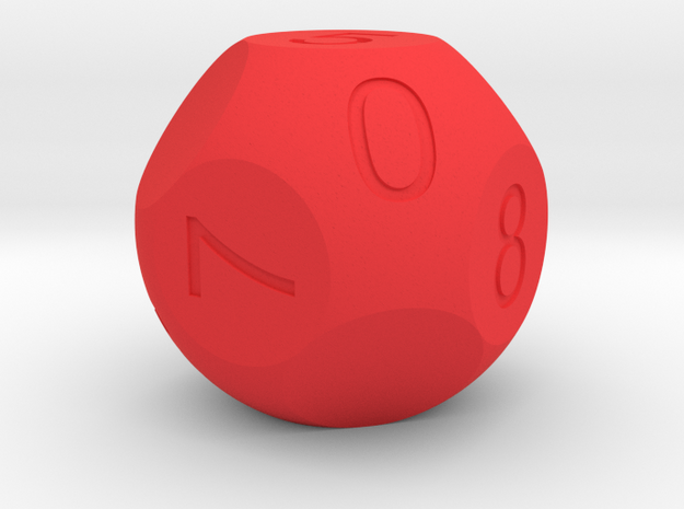 D10 3-fold Sphere Dice in Red Processed Versatile Plastic