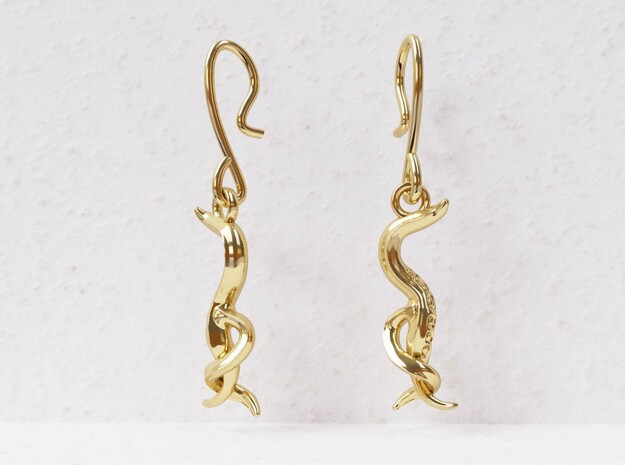 C. elegans Nematode Worm Earrings in 14k Gold Plated Brass