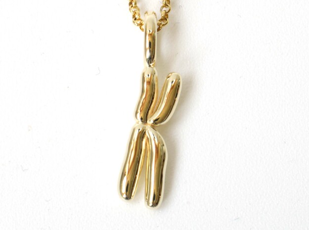 Chromosome Pendant - Science Jewelry in 14k Gold Plated Brass