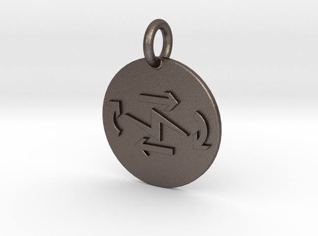 Pendant Thermodynamics First Law C in Polished Bronzed-Silver Steel