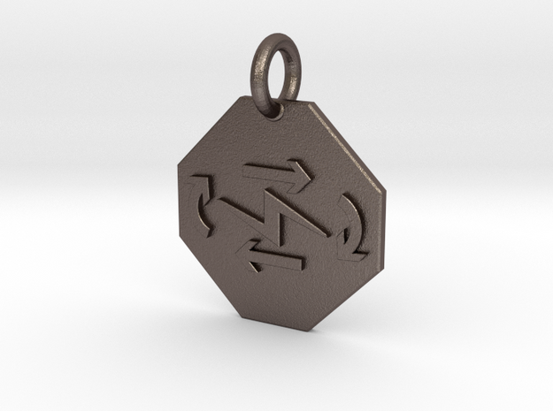 Pendant Thermodynamics First Law B in Polished Bronzed-Silver Steel