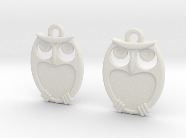 Owl Earrings in White Natural Versatile Plastic
