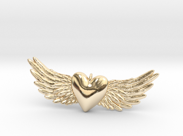 Flying Heart  in 14k Gold Plated Brass