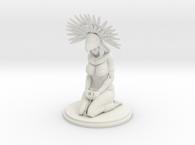 Aztec Woman Statue in White Natural Versatile Plastic