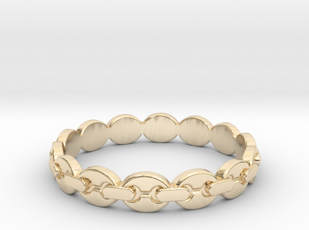Coffee bean chain ring all sizes, multisize in 14k Gold Plated Brass: 8 / 56.75