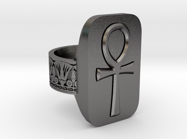Ankh Ring in Processed Stainless Steel 316L (BJT): 10 / 61.5