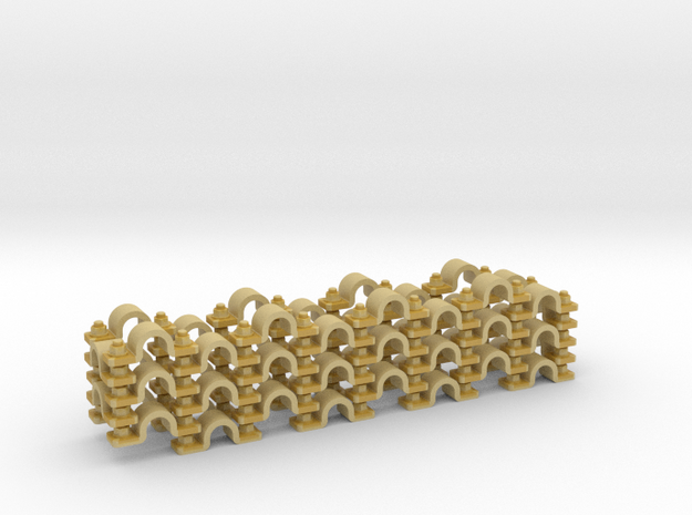 Ø2.5mm Pipe wall brackets X52 in Tan Fine Detail Plastic