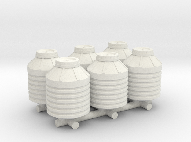 1-87 Scale Water Storage Tanks x6 in White Natural Versatile Plastic