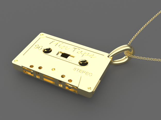 Cassette Tape Pendant in Polished Silver