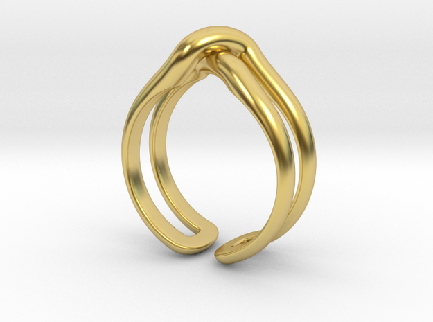 Crossed ring in Polished Brass