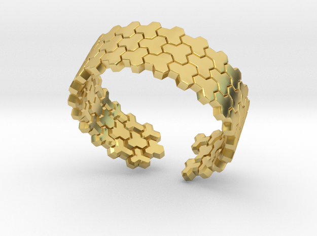 Honeycomb [Tesselation ring] in Polished Brass