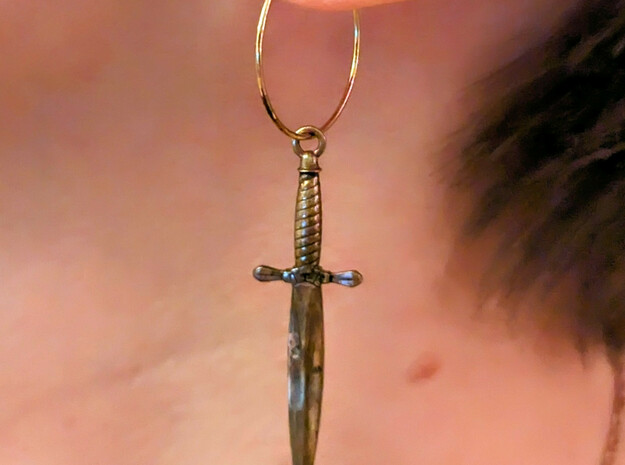 Dagger Earring in Natural Brass