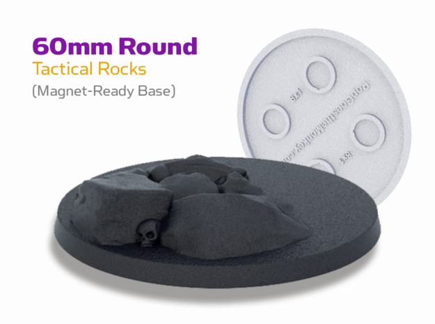 Right-foot Tactical Rocks 2 : 60mm Round Bases in Black PA12