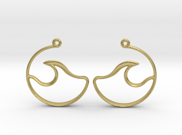 Wave Amulet I - Drop Earrings in Natural Brass