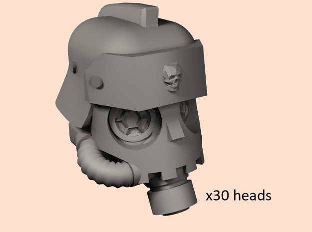28mm Dieselpunk grenadier heads in Tan Fine Detail Plastic