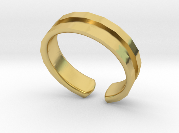 Faceted ring in Polished Brass