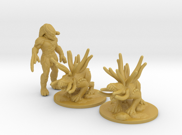 Predator Berserker Hounds 15mm miniature model set in Tan Fine Detail Plastic