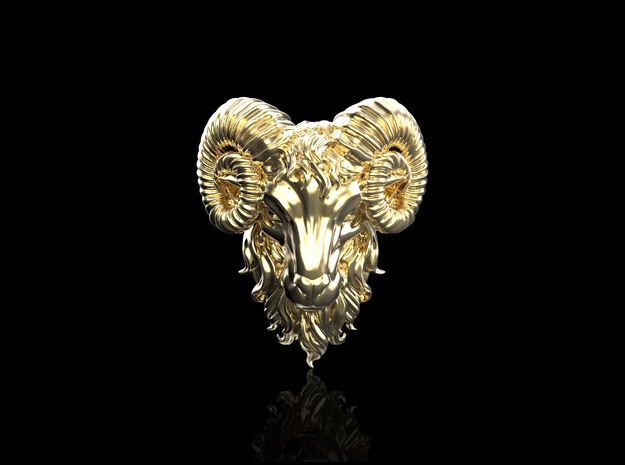 Ram Head Lapel Pin in Natural Bronze