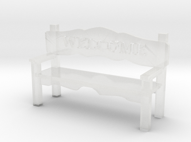 HO Scale Welcome Bench in Clear Ultra Fine Detail Plastic