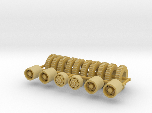 1/72th Military style wheels and tire set in Tan Fine Detail Plastic