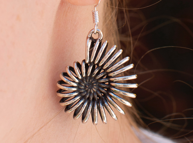 Stylised Ammonite Earring/Pendant in Antique Silver