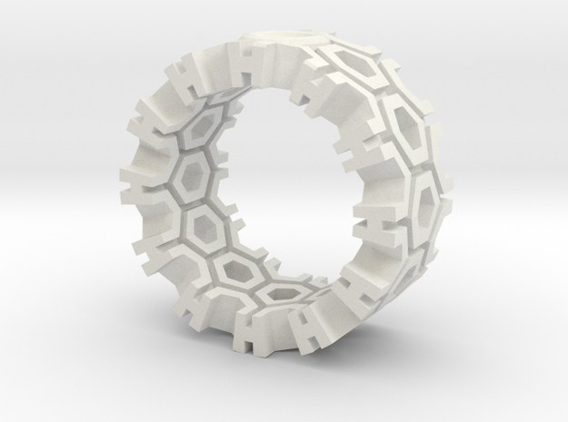 Hexagon Ring in White Natural Versatile Plastic