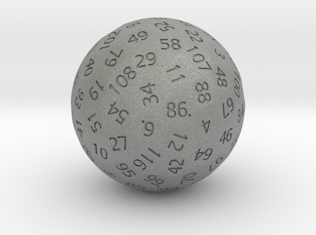 d122 Sphere Dice in Gray PA12