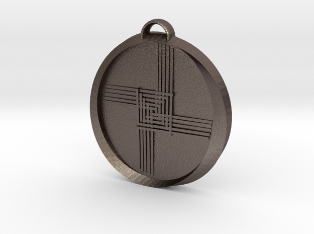 Saint Brigid Cross Pendant  in Polished Bronzed-Silver Steel