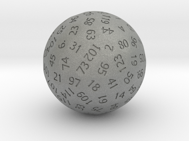 d130 Antipodal Sphere Dice in Gray PA12