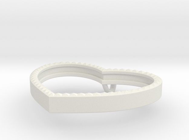 Heart Pendant Frame faceted in White Natural Versatile Plastic