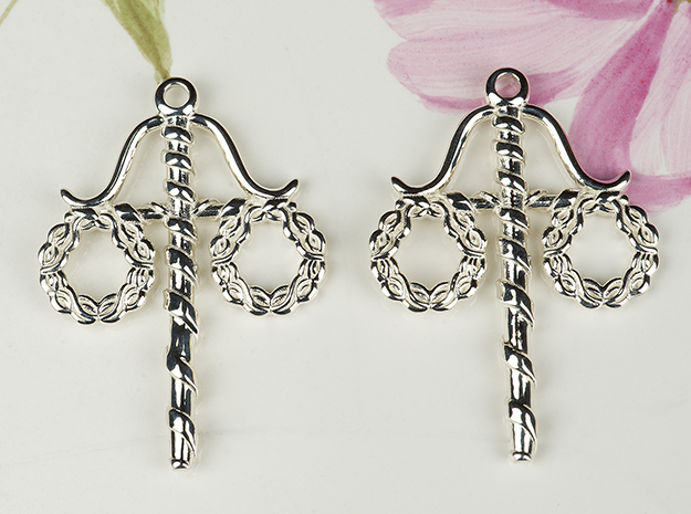 Swedish maypole midsommar midsummer earrings in Polished Silver