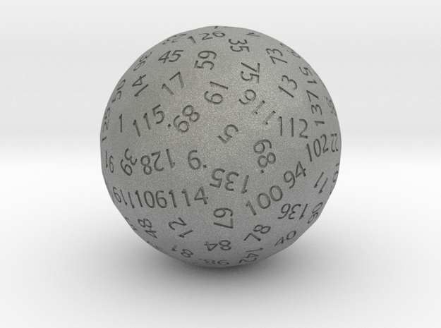 d143 Sphere Dice in Gray PA12