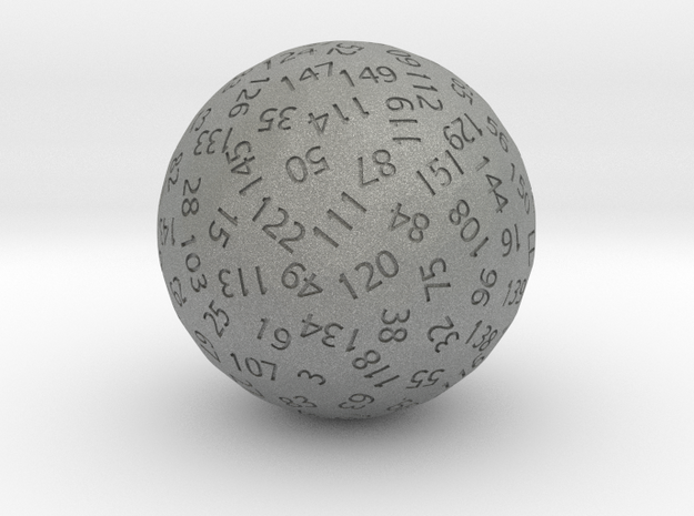 d153 Sphere Dice in Gray PA12