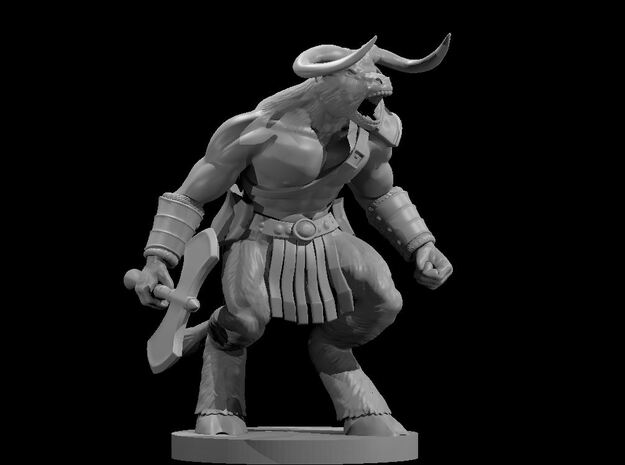 Minotaur Male Barbarian 3 in Clear Ultra Fine Detail Plastic