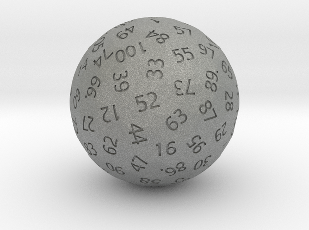 d107 Sphere Dice in Gray PA12