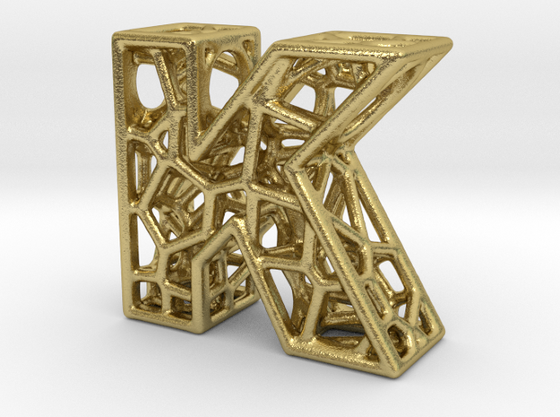 Bionic Necklace Pendant Design - Letter K in Natural Brass