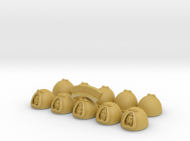 Space Defenders Base Squad Exposed Helmets X10 in Tan Fine Detail Plastic