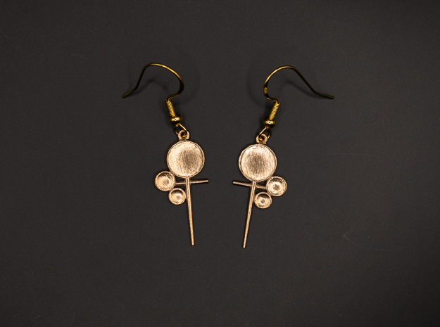 Triple Discus - Drop Earrings in Natural Bronze